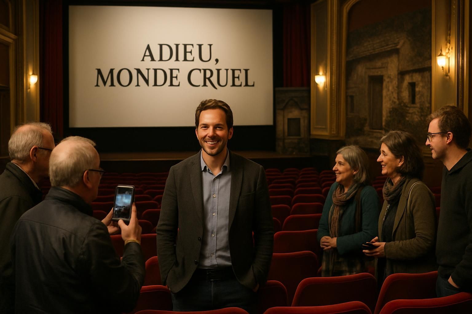 le réalisateur du film « adieu, monde cruel » fait une visite exceptionnelle dans un cinéma de lisieux, lieu de tournage d'une partie du long-métrage.